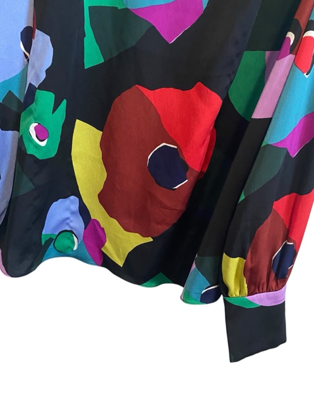 Kate Spade Long Sleeve Floral Collage Satin Blouse Size XL - Picture 3 of 8